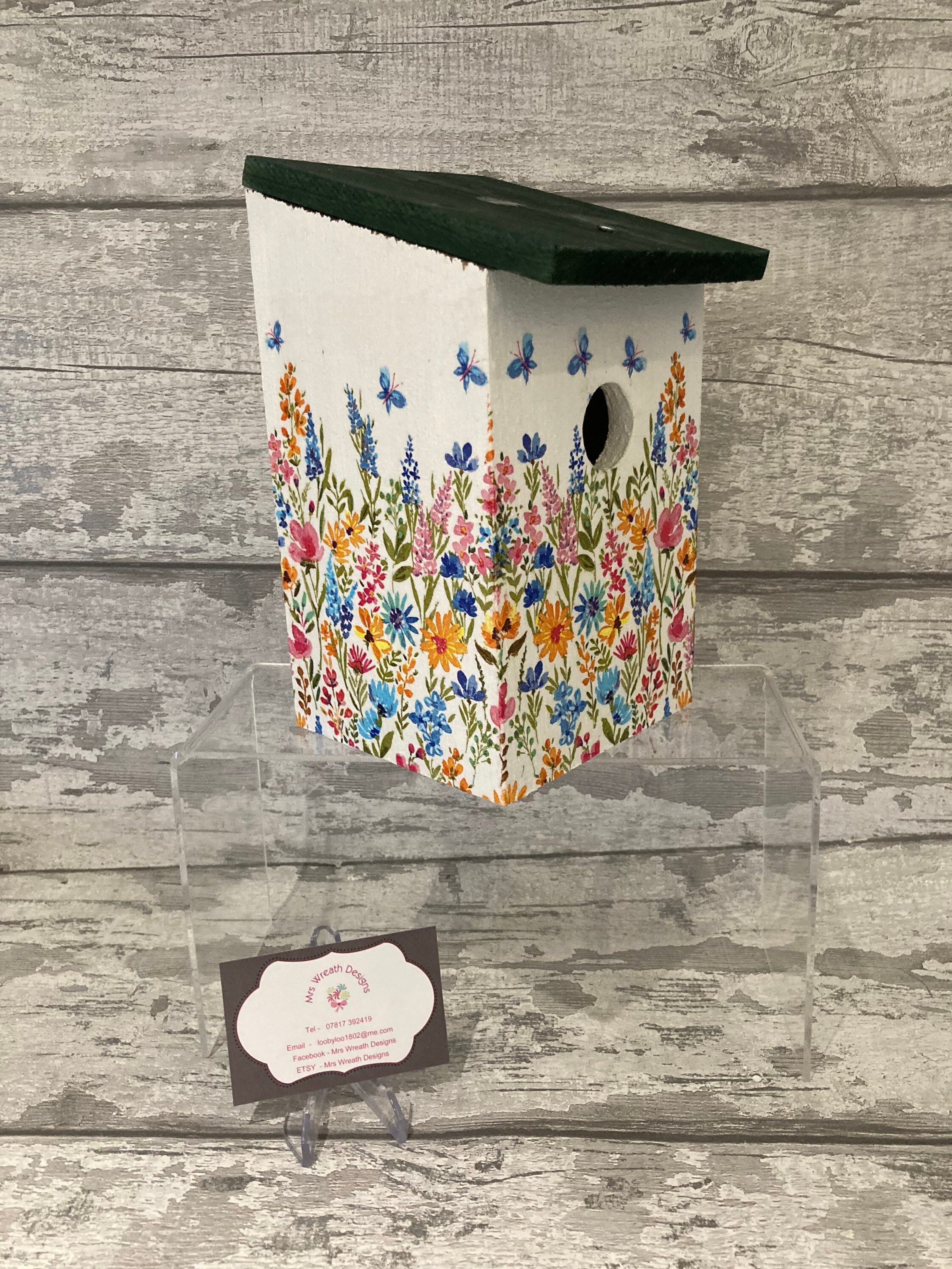 Floral bird box nesting box decoupaged garden gifts Etsy