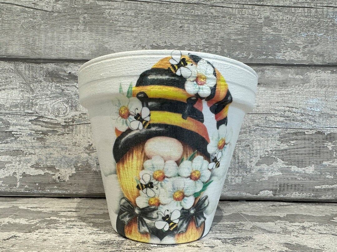 Gonk Plant Pot for Inside or Out Decoupaged Robins Garden Etsy UK