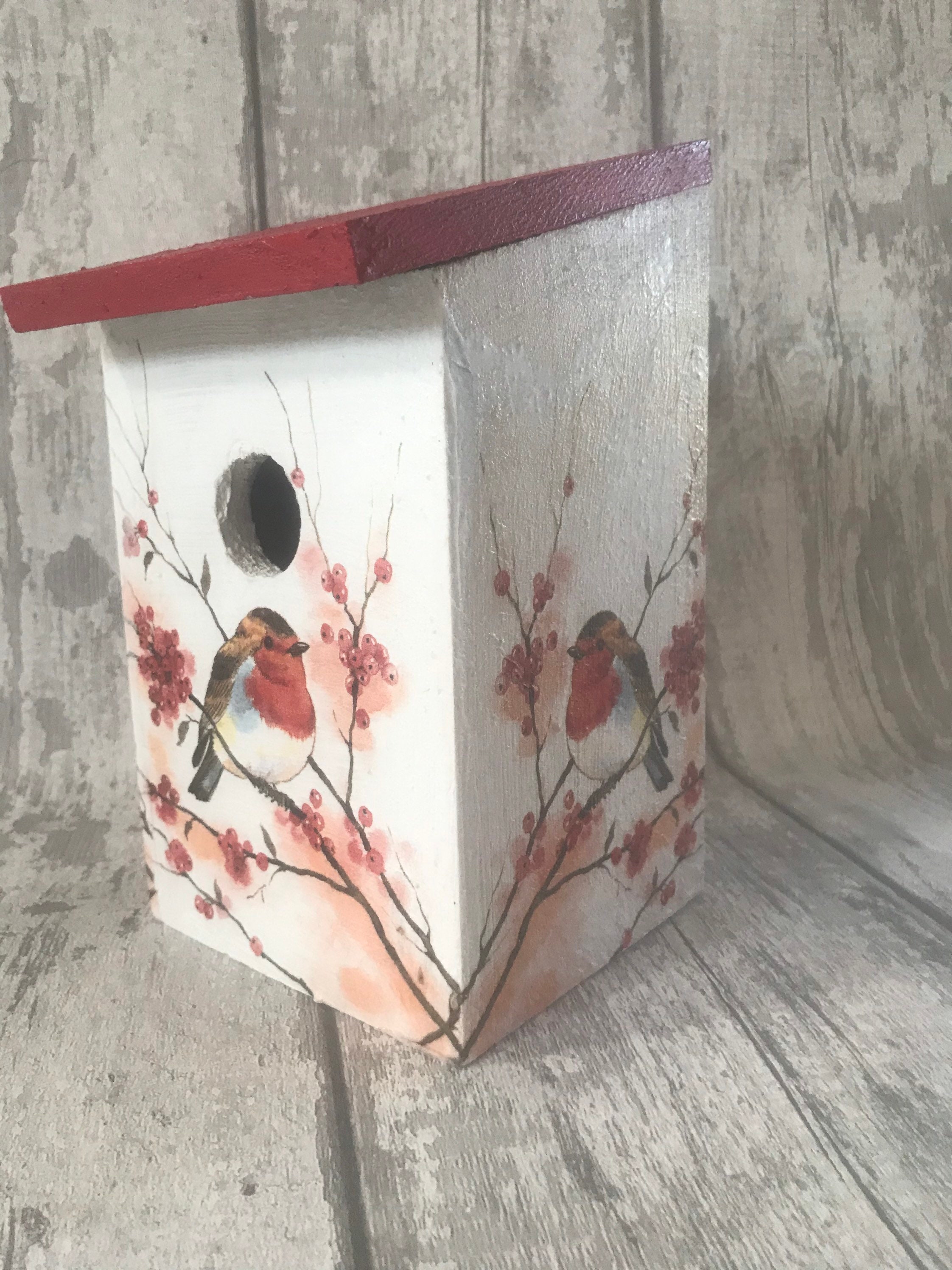 Bird Box, Nesting Box, Robin Box, Decoupaged, Garden Gifts, Fathers Day 