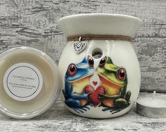 Frosch Duftbrenner Geschenkset, Sojawachs schmilzt, Ölbrenner, Frosch, Frösche, Frosch Geschenke, Frosch Dekor, Frosch Geschenk