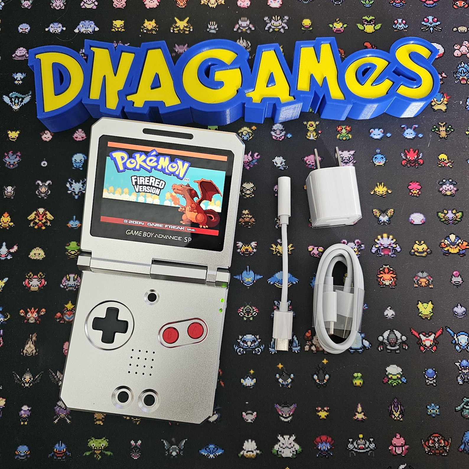 NES Inspired Silver Boxy Pixel Metal Gameboy Advance SP (HINGED ...
