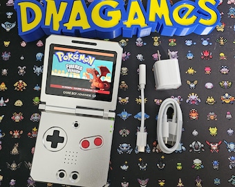 NES Inspired Silver Boxy Pixel Metal Gameboy Advance SP (HINGED) - Backlight ips Screen