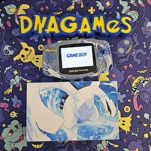 Lugia Themed Nintendo Gameboy Advance GBA with FunnyPlaying IPS Screen (Laminated) With Custom Box