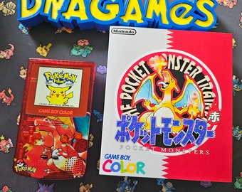 Mod personalizado de Charizard para Nintendo Game Boy Color – Pokémon GBC con pantalla laminada IPS, botones personalizados y caja a juego