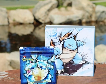 Blastoise Themed Pokemon Nintendo Gameboy Advance Gba SP (IPS Screen USB c)