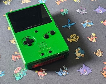 Emerald Green and Black Boxy Pixel Metal Gameboy Advance Gba Unhinged SP - Backlight IPS V2 Screen