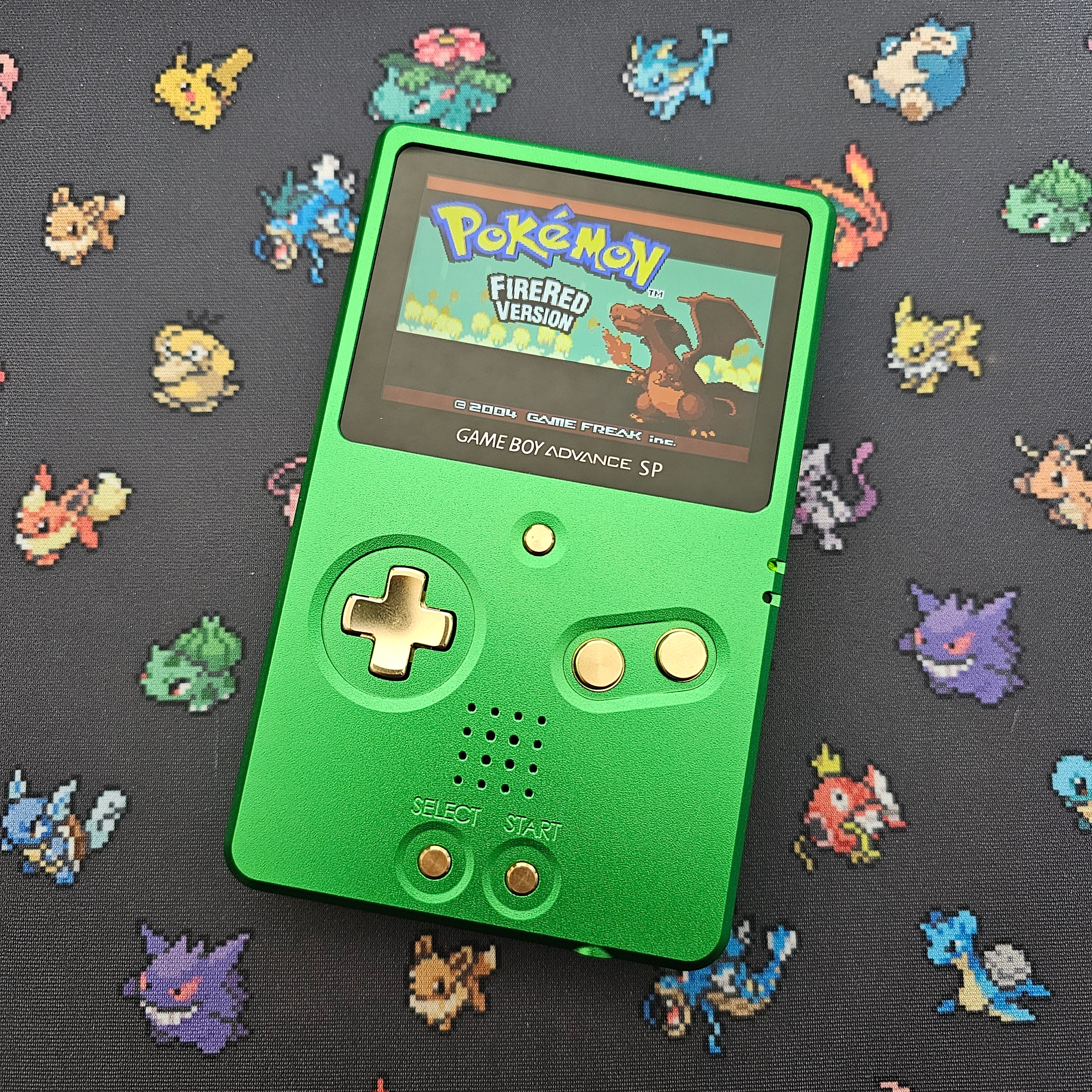 Green and Brass Metal Nintendo Gameboy Advance SP BOXY PIXEL