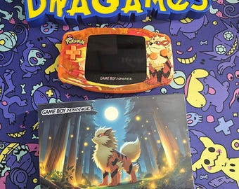 Arcanine Themed Nintendo Gameboy Advance GBA with FunnyPlaying IPS Screen (Laminated) With Custom Box