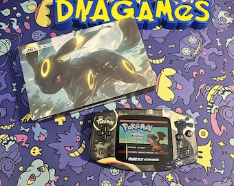 Umbreon Themed Nintendo Gameboy Advance GBA with FunnyPlaying IPS Screen (Laminated) With Custom Box