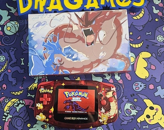 Gyarados Pokemon Gameboy Advance: FunnyPlaying IPS Screen, Custom Box