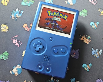 Blue Metal Slab Gameboy Advance Sp GBA - Backlight IPS V2 Screen