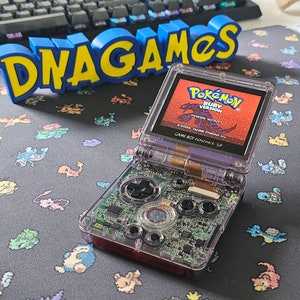 Atomic Purple Clear and Black Nintendo Gameboy Advance Gba SP (IPS Screen USB c)