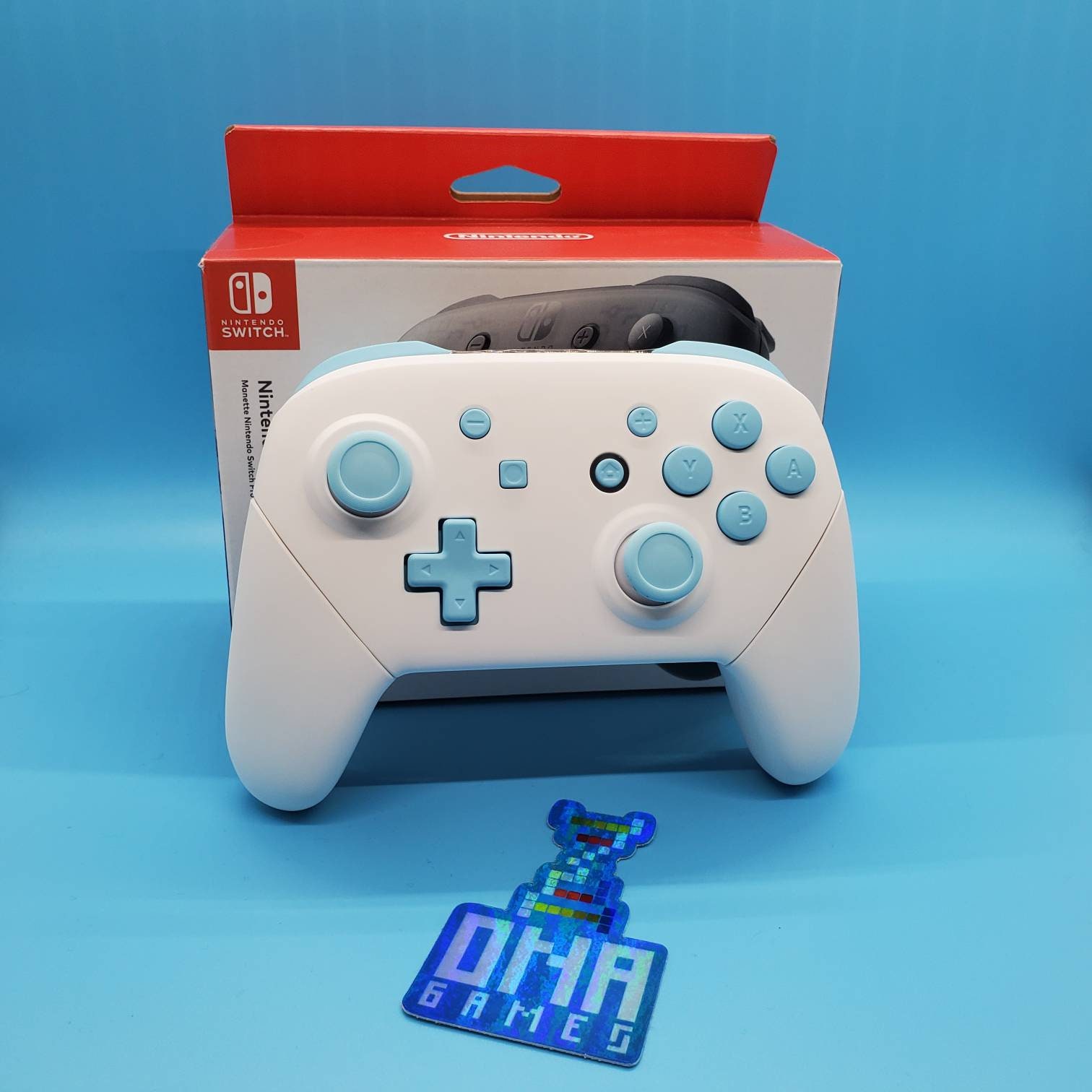 Custom Nintendo Switch Pro Controller white Heaven Blue | Etsy