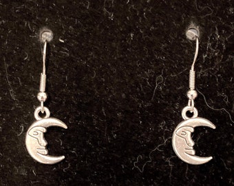 Crescent moon earrings ~ silver plated ~ matching bracelet/anklet also available