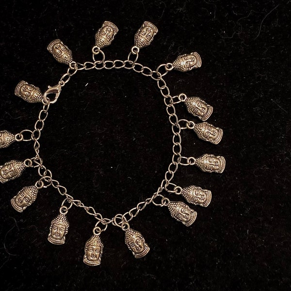 Silver plated Buddha charm bracelet or anklet - made to order