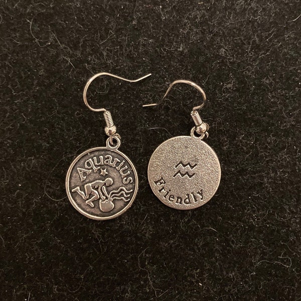 Pisces season! Zodiac sign earrings -silver plated or gold-plated- nickel free - pick your sign! Made to order