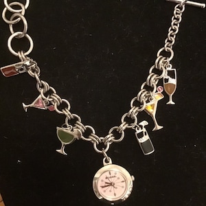 Vintage Fossil Charm Bracelet Watch With Cocktail Charms Etsy