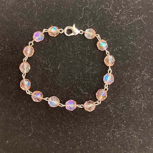 Czech glass 8mm beaded bracelet in pink or lavender  ~ link bracelet or stretch bracelet ~ made to order in your size