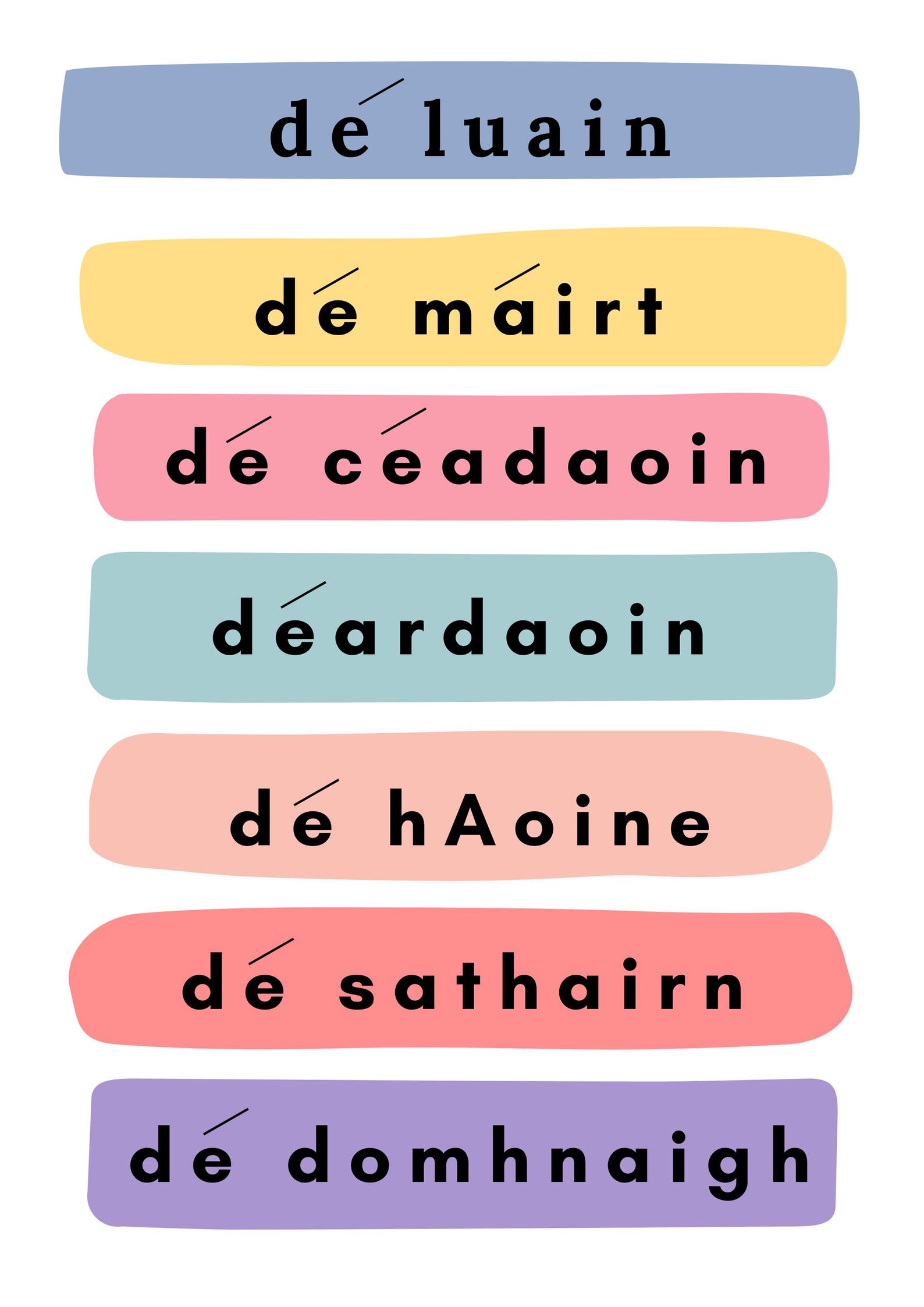 Irish Language Days of the Week Poster: Irish Classroom Decor (digital ...