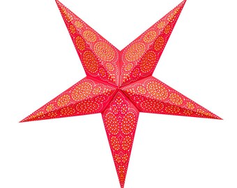 Sydney Rot Sternenlicht Papierstern, Papierstern 5 oder 7 Zacken, Muster ausgestanzt und hinterklebt, beleuchtbar