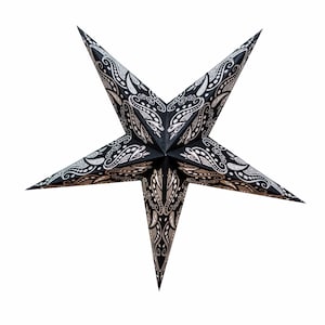 Baroque Black Christmas Star Starlight Paper Star, Paper Star 5 Pointed, Pattern Punched Out and Glued Back, Illuminated Standard OHNE Licht