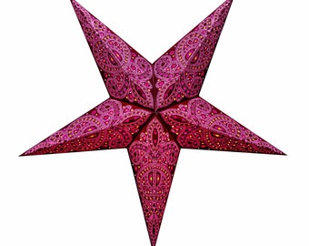 Paris RotRosa Weihnachtsstern Sternenlicht Papierstern, Papierstern 5 oder 7 Zacken, Muster ausgestanzt und hinterklebt, beleuchtbar