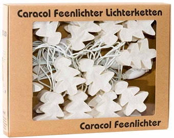 Tannenbaum Lichterkette "Feenlichter Tannenbaum Weiß", Handgefärbtes Saa Papier, 20 LED Lichterkette für Kinderzimmer und Wohnbereich