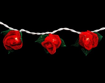 Minirosen Rot Feenlichter Lichterkette, 20 oder 35 LED Lichterkette für den Wohnbereich oder Partydekoration, Valentinstag oder Hochzeit