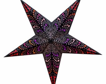 Honululu Black Christmas star starlight paper star, paper star 5-pointed, pattern punched out and glued on the back, can be illuminated