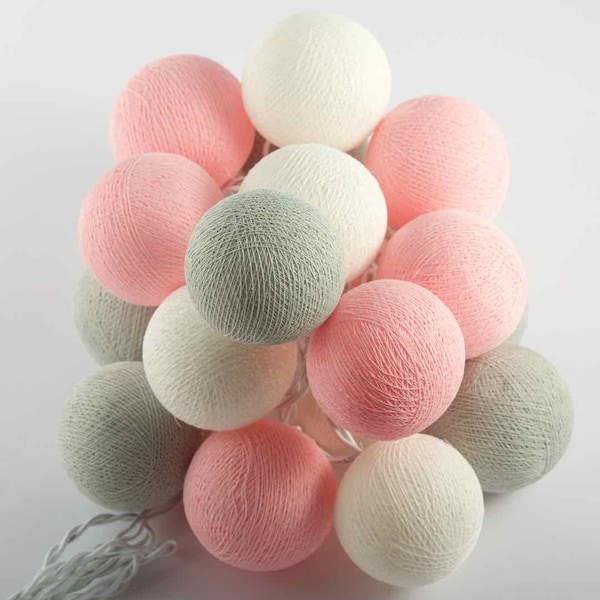 Marshmellow Feenlichter Cottonball Lichterkette, 20 oder 35 LED Baumwollball Lichterkette, LED Lichterkette für Kinderzimmer und Wohnbereich