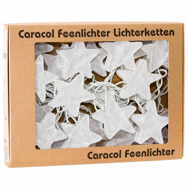 Sternen Lichterkette "Feenlichter Sterne Weiß", Handgefärbtes Saa Papier, 20 LED Lichterkette für Kinderzimmer und Wohnbereich