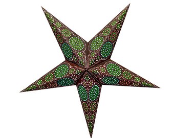 Sydney Braun Sternenlicht Papierstern, Papierstern 5 oder 7 Zacken, Muster ausgestanzt und hinterklebt, beleuchtbar
