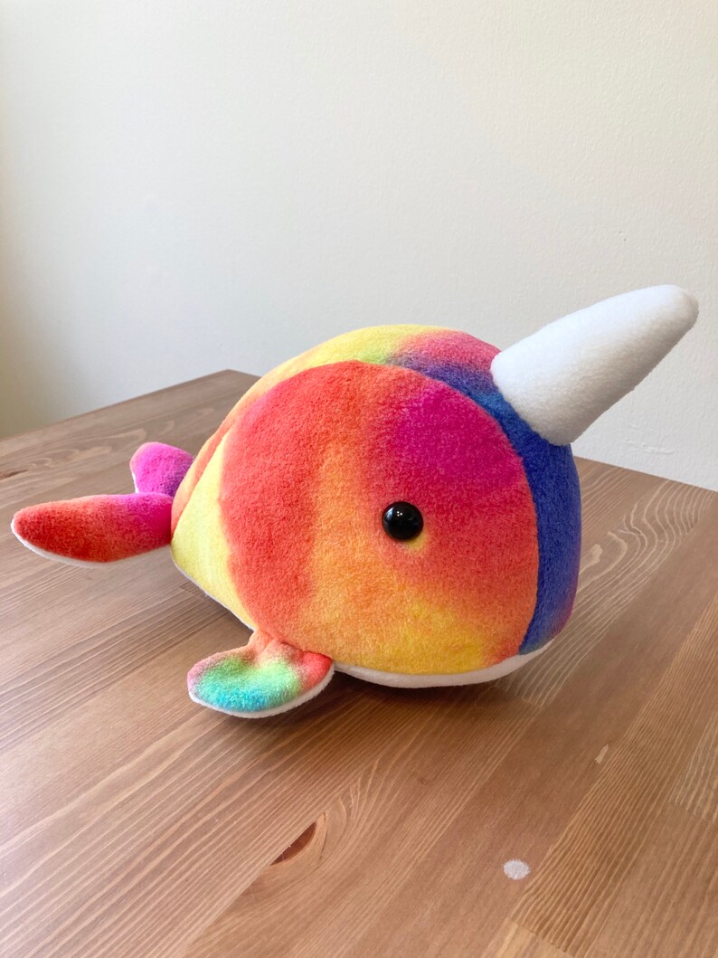 Rainbow Tie Dye Narwhal Plush Toy Etsy Polska