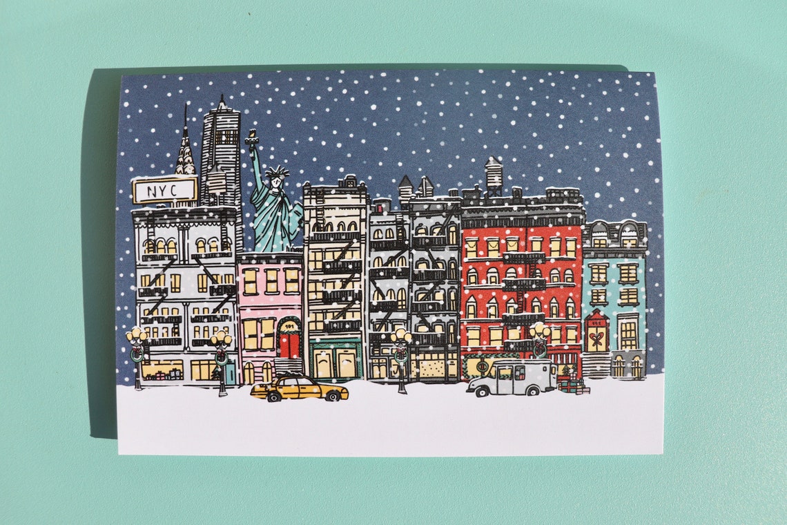 New York City Christmas Card // Illustrated Season's Etsy