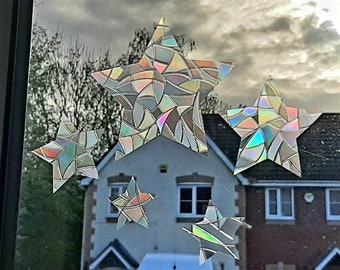 Rainbow Suncatcher Sticker 15 Mix Suncatcher Stars Sun catcher for Windows Film Prism Rainbow Maker Window Cling Decal Static Decoration