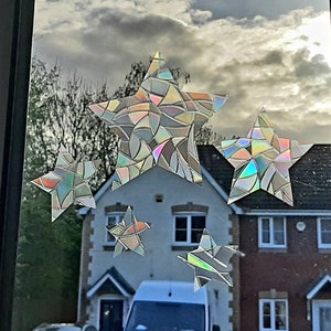 Rainbow Suncatcher Sticker Set 15 Mix Stars for Windows Prism Sun Catcher Film Cling Decal Static Window Decor Mother Day Gift for Her Kids