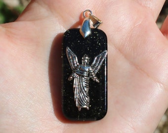 Archangel Uriel Black Protection Pendant. Handmade Spiritual Gift Guardian Angel Birthday Gift for Her, Men's, Women ,Girls