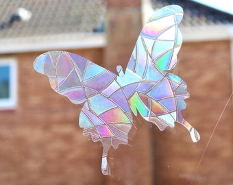 Rainbow Suncatcher Sticker Butterfly Phase Lunar Sun catcher Prism Window Cling Film Avoid Bird Collisions Christmas Gift Kids Window Decal