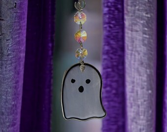 Gothic Ghost Sun catcher Window Stained Acrylic Halloween Fall Creepy Suncatcher AB Crystals Glass Rainbow Home Decor Spooky Wall Hanging