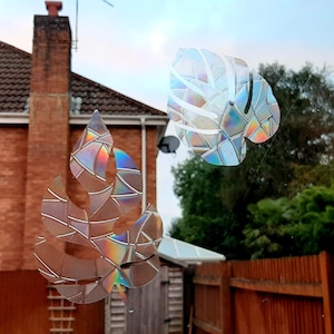 Regenbogen Sun Catcher Aufkleber 3x4 &quot;Mix Monstera Blatt Suncatcher Pflanze Fensterfolie Cling Prisma Aufkleber Dekoration Haus Geschenk Vermeiden Sie Vogelkollision