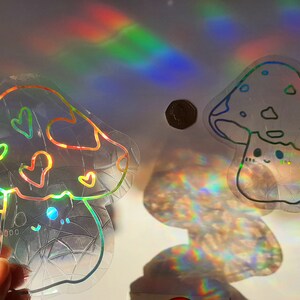 Set of 2 Mix Mushrooms Suncatcher Sticker Rainbow Cottagecore Mushrooms Suncatcher Window Film Cling Prism Window Decal Nursery Kids Bedroom Dorm Classroom Christmas Gift Kids Thanksgiving Home, Car, Friends