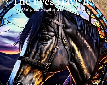 Black Horse Acrylic Suncatcher with Clear Glass Teardrop, 20cm – Equestrian Window Ornament