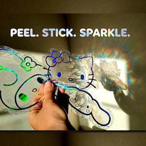 Cats Rainbow Suncatcher Stickers Pikachiu Hell Kitti Sanri Sonickk AC Logo Sun catchers Window Decor Mother Day Gifts for Gamer Kids Girls