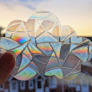 Fönsterfönster med molnregnbåge – återanvändbar prismatisk vinyl, tunn eller tjock film, valfri förpackning