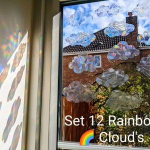 Rainbow 8Mix Suncatcher Sticker Clouds, Rainbow Maker Christmas Sun catcher for Window Film Prism Cling, Decal Decoration Home, Car Accessories. Rainbow Window Cling is a Perfect Birthday Gift for Her mom kids sister girlfriend, everyone