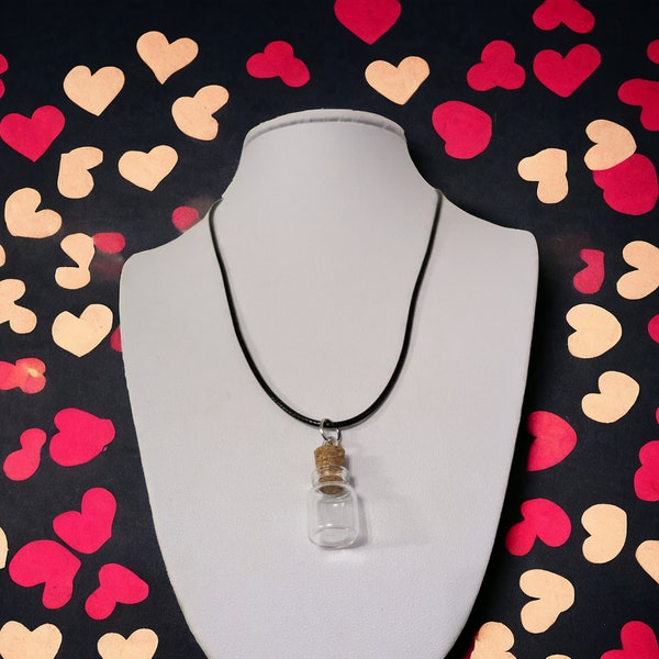 Cadeau d'anniversaire DIY petite mini bouteille vide pendentif et collier. Mini fioles d'art artisanal avec des mini-bocaux en liège pour cadeaux de mariage. Cadeau pour elle, filles, adolescents