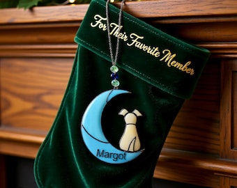 Dog on Blue Moon Acrylic Suncatcher, 15cm – Optional Personalised Name or Date