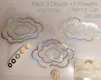 Rainbow 3 Clouds Suncatcher Sticker Set Prism Window Film Decal Sun Catcher Car Accessories Ornament Room Decor Easer Gifts for Her Kids