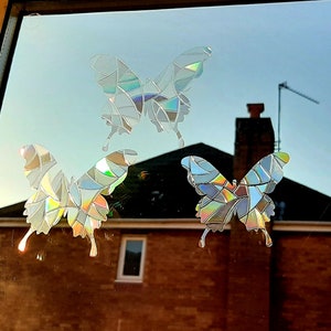 Butterfly Suncatcher Sticker Rainbow Sun catcher Window Cling Prism Decal Decoration Home Decor Birthday Gifts for Her Kids Christmas Presen