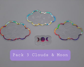 Rainbow Suncatcher Sticker, 3 Mix Clouds Rainbow Maker Sun catcher for Window Film Prism, Window Cling Decal Decoration Home,Gift Car,Office